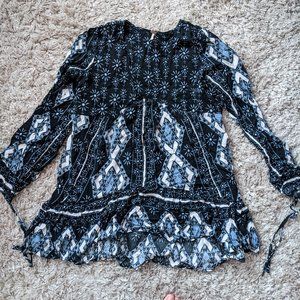 Free People Boho Blue Tunic Shirt
